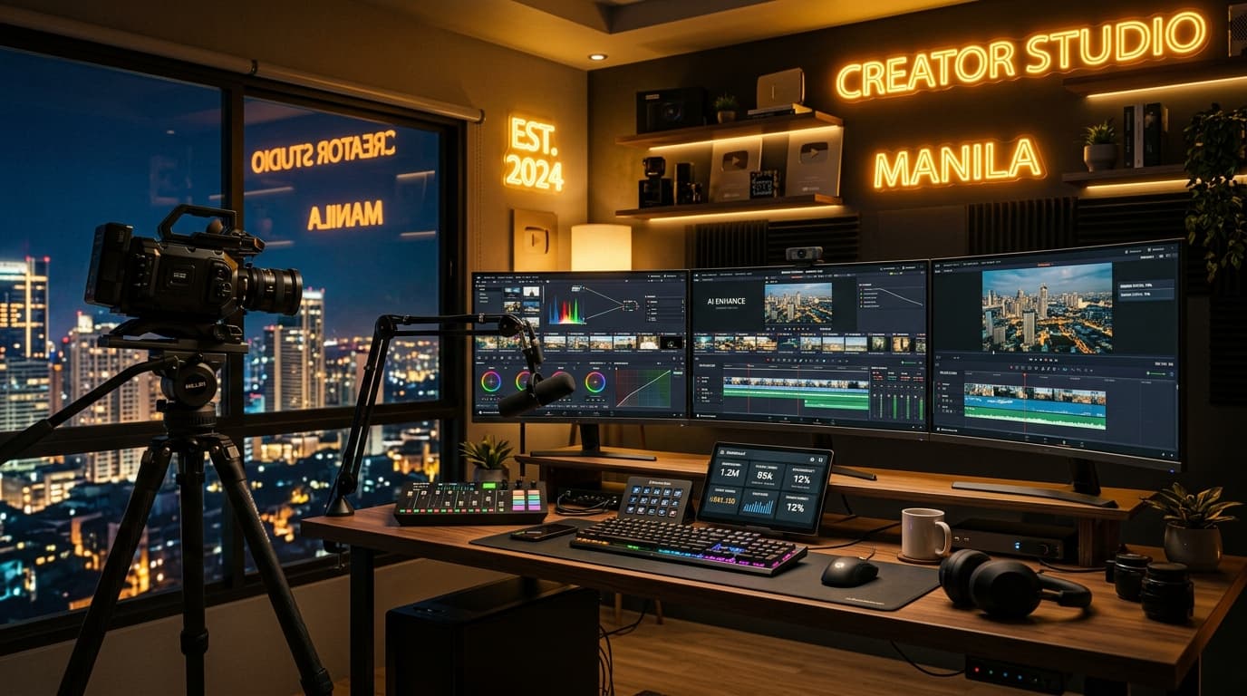 Culinary director workspace showing macro food visual prompts and rhythmic ASMR audio waveforms